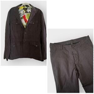 Original Penguin brown pinstripe suit